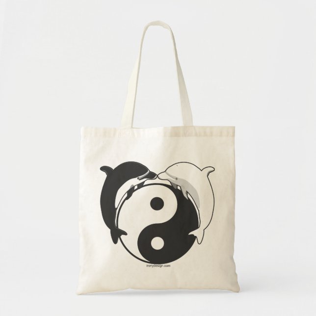 Bolsa Tote Yin Yang Dolphins Black/White (Frente)