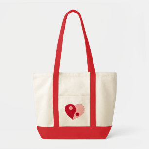 Bolsa Tote Yin Yang Heart (Vermelho/Rosa)