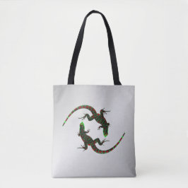 Bolsa Tote Yin Yang Lizards Silver