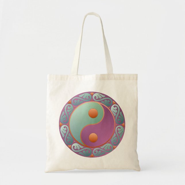 Bolsa Tote Yin Yang Medallion Violet Turquoise (Frente)