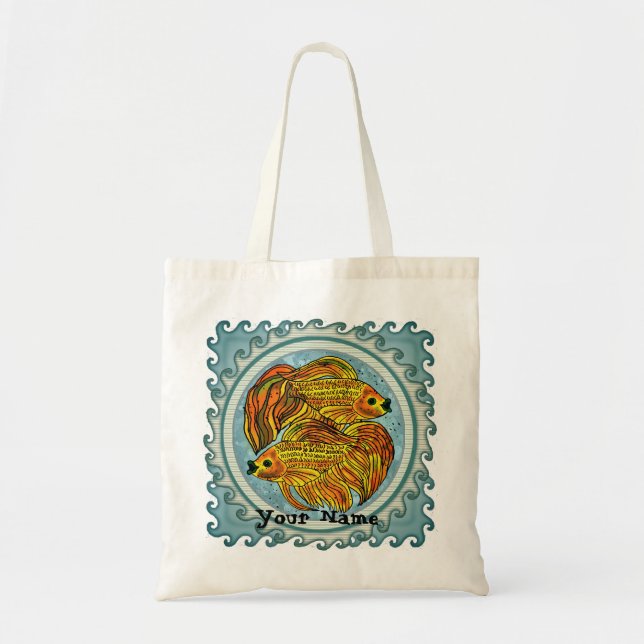 Bolsa Tote Yin Yang Peixe Dourado (Frente)