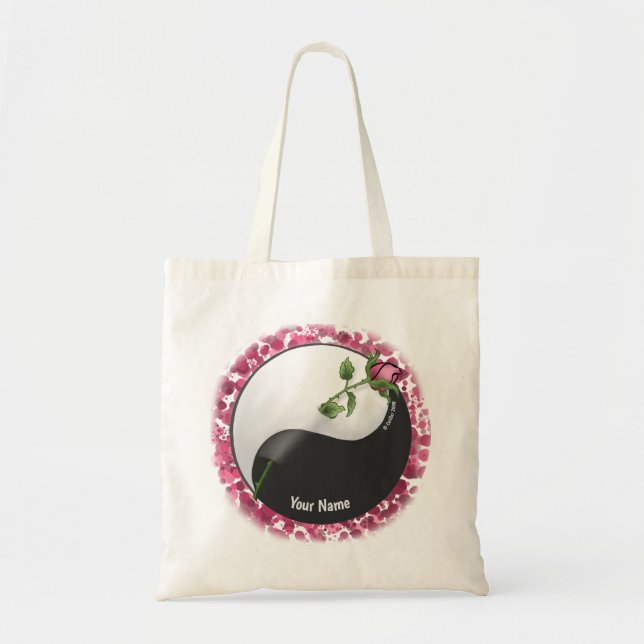 Bolsa Tote Yin Yang Rosa nome personalizado Tote Bag (Frente)