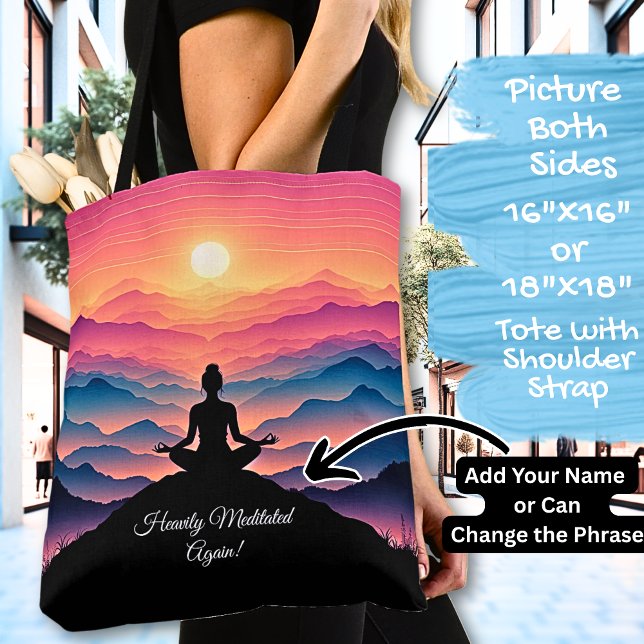 Bolsa Tote Yoga com uma Vista do Sunset - Adicionar Nome ou T (Criador carregado)