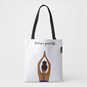 Bolsa Tote Yoga Equilibra sua vida mulher que posiciona yoga