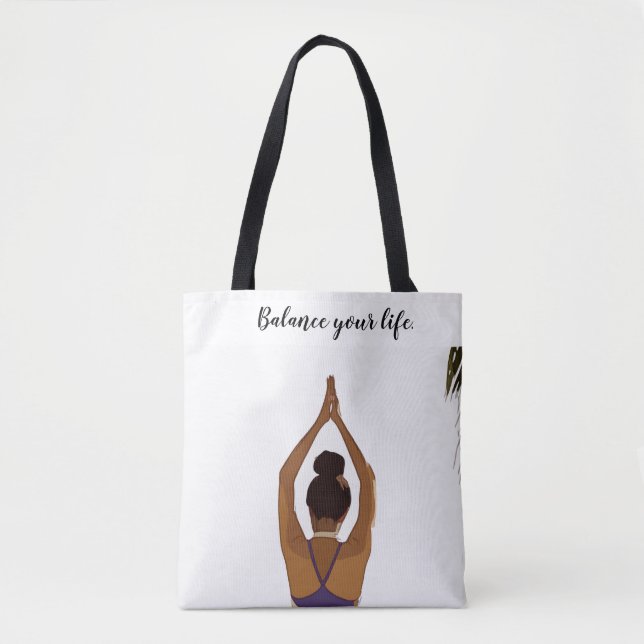 Bolsa Tote Yoga Equilibra sua vida mulher que posiciona yoga  (Frente)