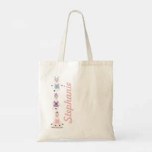 Bolsa Tote Yoga Llamas Meditando Diversão e Nome Personalizad
