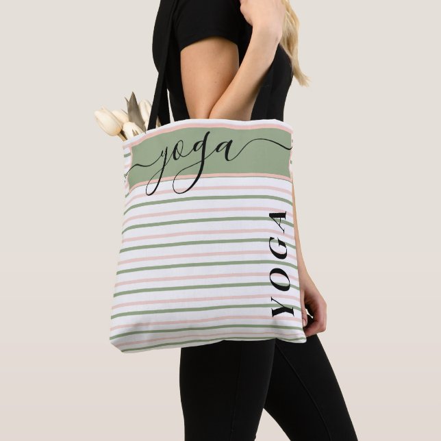 Bolsa Tote Yoga Rosa e Greve Verde (Close Up)