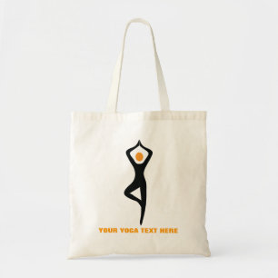 Bolsa Tote Yoga tree pose preto, costume laranja