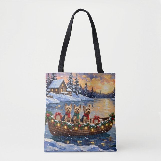 Bolsa Tote Yorkipoo Christmas Boat Holiday (Frente)