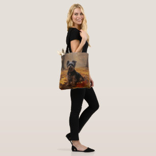 Bolsa Tote Yorkipoo nas Folhas de Outono Caem Inspiração