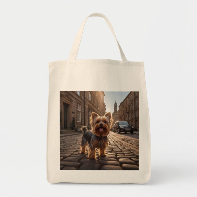 Bolsa Tote Yorkshire Terrier Elegant Grocery Tote Bag (Frente)