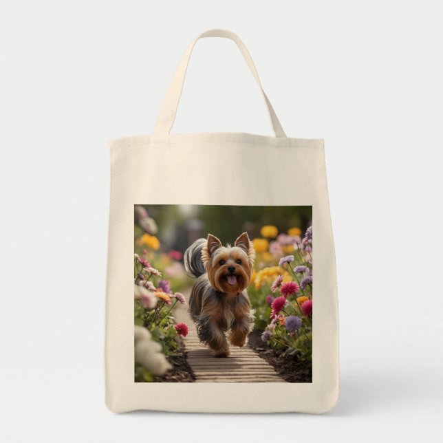 Bolsa Tote Yorkshire Terrier Elegant Grocery Tote Bag (Frente)