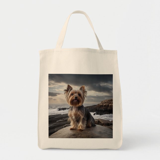 Bolsa Tote Yorkshire Terrier Elegant Grocery Tote Bag (Frente)