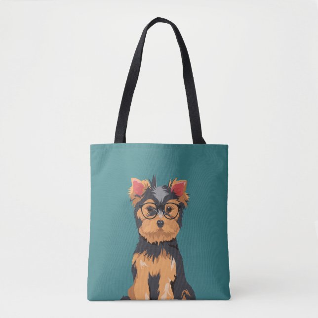 Bolsa Tote Yorkshire terrier pequeno do hipster bonito (Frente)