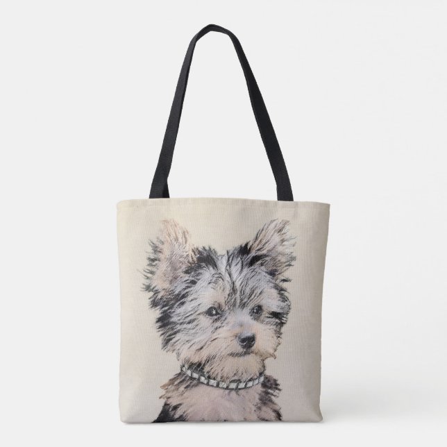 Bolsa Tote Yorkshire Terrier Puppy Pintura Original (Verso)