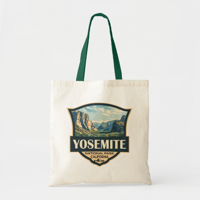 Bolsa Tote Yosemite National Park Illustration Retro Crachá (Frente)