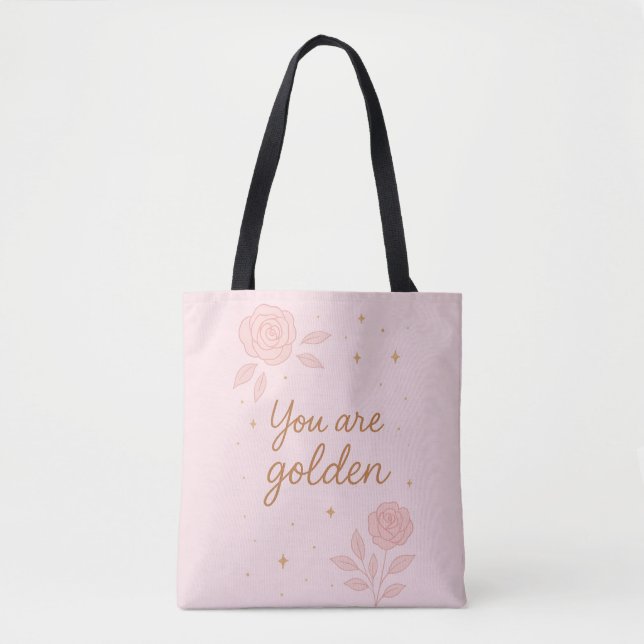Bolsa Tote You Are Golden | Pink Aesthetic Floral Design (Frente)