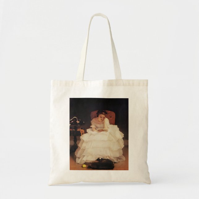Bolsa Tote Young Woman Reading Painting (Frente)