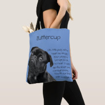 Your Photo and words Black Pug Puppy with Poem