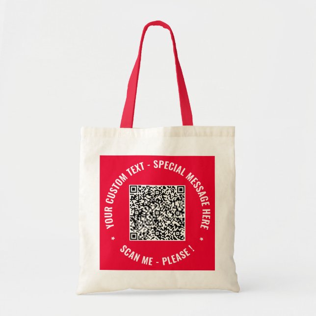 Bolsa Tote Your QR Code and Custom Text Tote Bag Example (Frente)