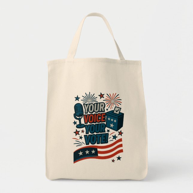 Bolsa Tote Your Voice Your Vote Patriotic Election  (Frente)
