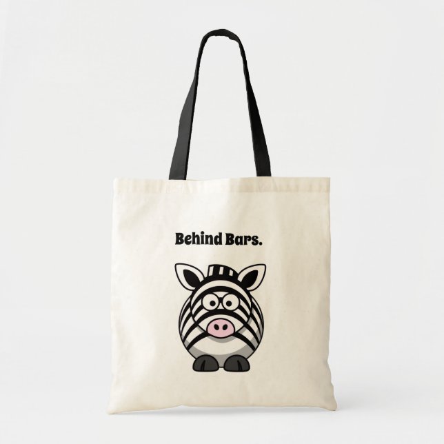 Bolsa Tote Zebra Atrás das Grades – Punção de Animal de Desen (Frente)