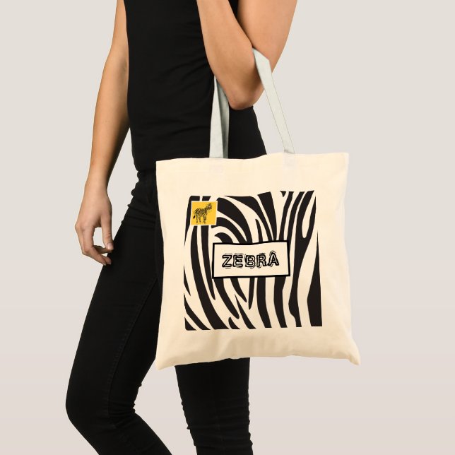 Bolsa Tote Zebra Black and White Stripes, Trendy design (Frente (produto))