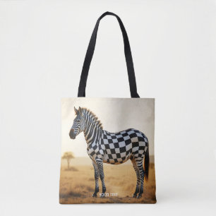 Bolsa Tote Zebra Branca Fantasy Cute Checked