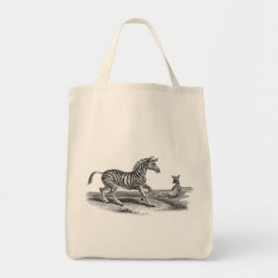 Bolsa Tote Zebra da arte do vintage e sacola do animal do
