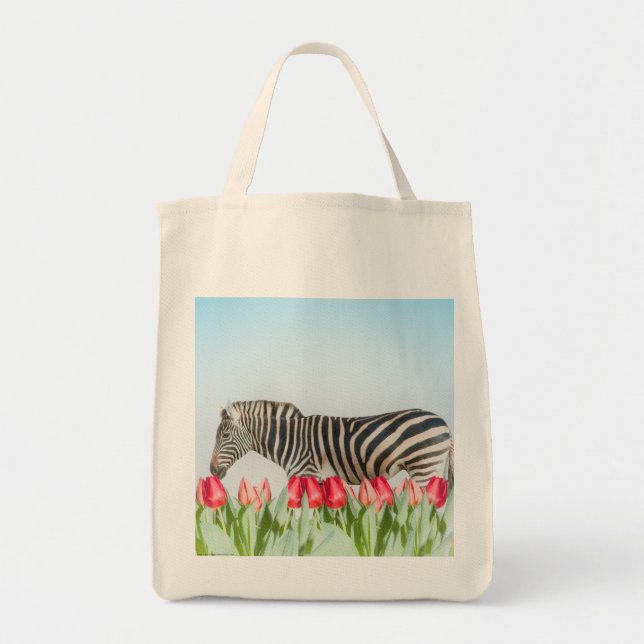 Bolsa Tote Zebra entre as Tulipas (Frente)