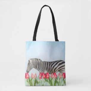 Bolsa Tote Zebra entre as Tulipas