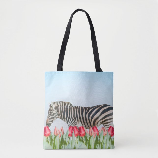 Bolsa Tote Zebra entre as Tulipas (Frente)