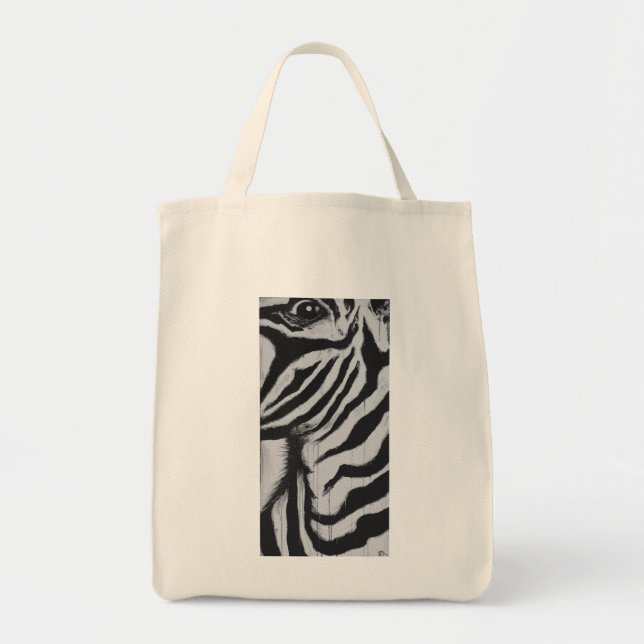 Bolsa Tote Zebra Eye Wildlife African Plains Painting Art (Frente)