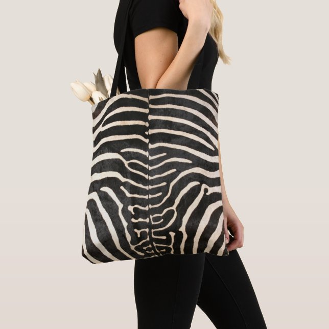 Bolsa Tote Zebra Impressa Ocultar Saco de Tota, Preto/Marfim (Close Up)