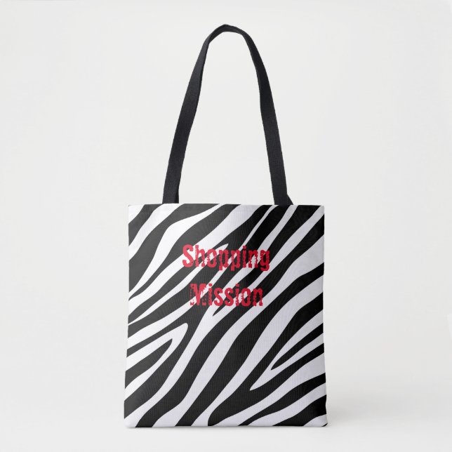 Bolsa Tote Zebra - Impressão em preto e branco - Saco (Frente)