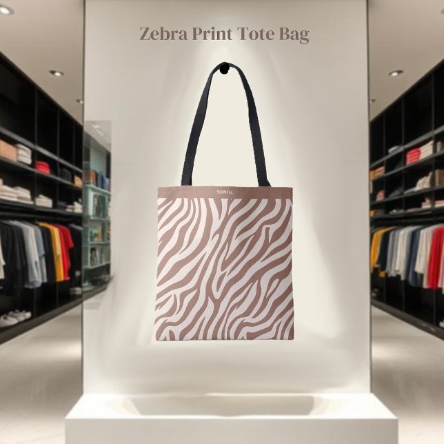 Bolsa Tote Zebra Print-Mocha Mousse- (Zebra Print-Mocha Mousse- Tote Bag)