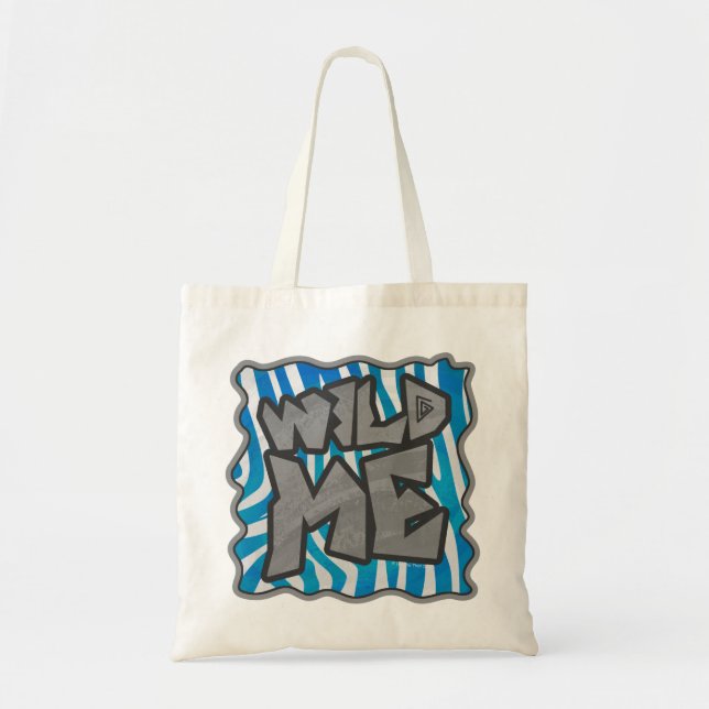 Bolsa Tote Zebra Silhouette Blue e White Design (Frente)