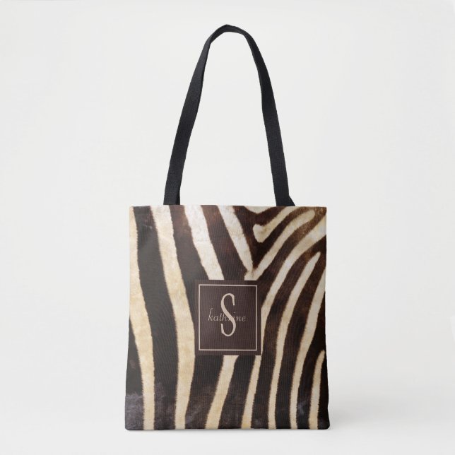 Bolsa Tote Zebra Skin Brown & Beige Monograma (Frente)