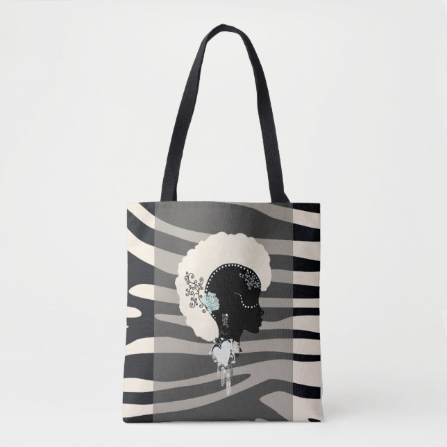 Bolsa Tote Zebra stripe safari impressão animal afro punk Bol (Frente)