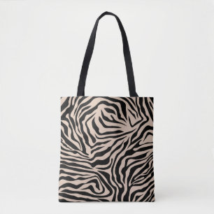 Bolsa Tote Zebra Stripes Cream Beige Black Wild