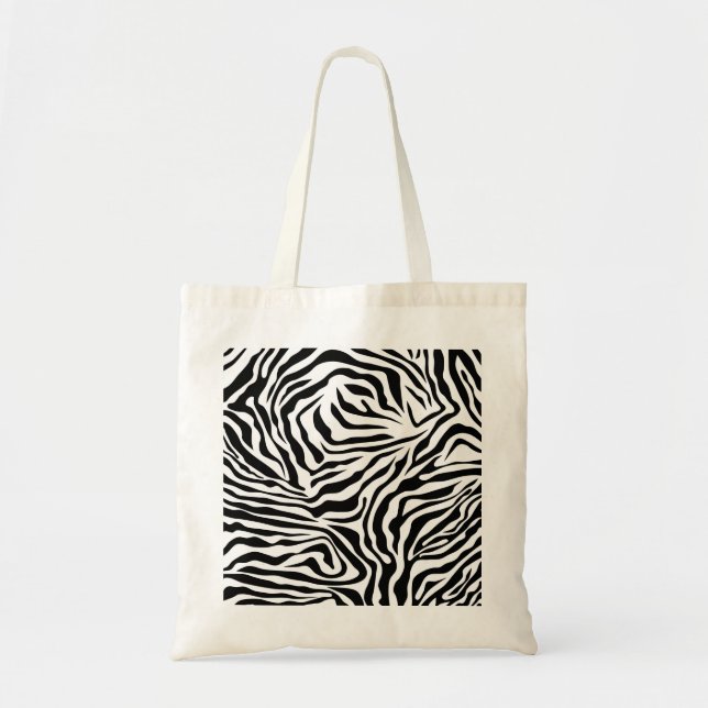 Bolsa Tote Zebra Stripes Impressão Animal Selvagem Preta E Br (Frente)