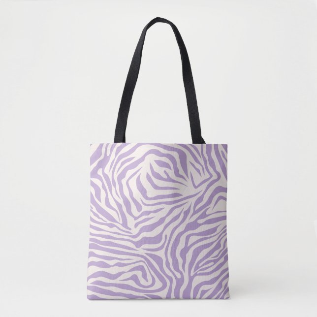 Bolsa Tote Zebra Stripes Púrpura Roxo Impressão Animal Selvag (Frente)