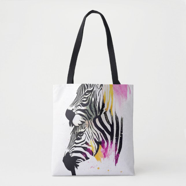 Bolsa Tote Zebra Wild Nature - Pintura De Cores De Animais (Frente)