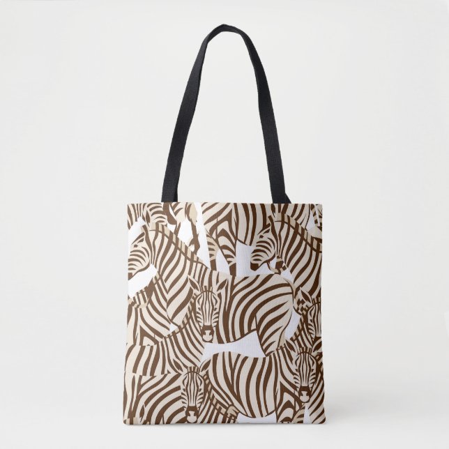 Bolsa Tote Zebras, savana selvagem, padrão sem costura (Frente)