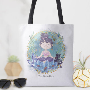 Bolsa Tote Zen Girl Yoga Spa Rochas Cristais Flores Espiritua