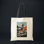 Bolsa Tote Zermatt Suiça Art Vintage<br><div class="desc">Zermatt retro vetor viagem design. Zermatt,  no cantão de Valais,  na Suiça meridional,  é um porto de montanha conhecido por esquiar,  escalar e caminhar.</div>