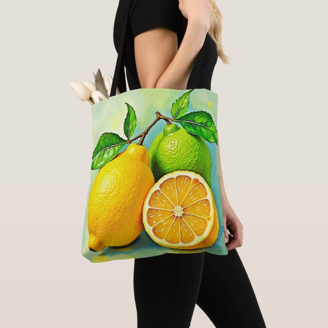 Bolsa Tote Zesty Citrus Burst of Sunshine Design (Close Up)