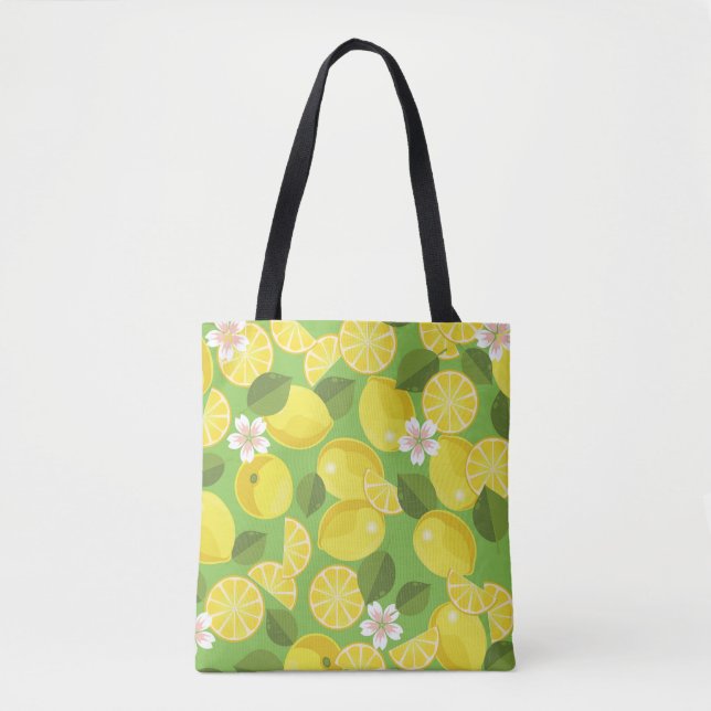 Bolsa Tote Zesty Lemon: Citrus Pattern Delight (Frente)