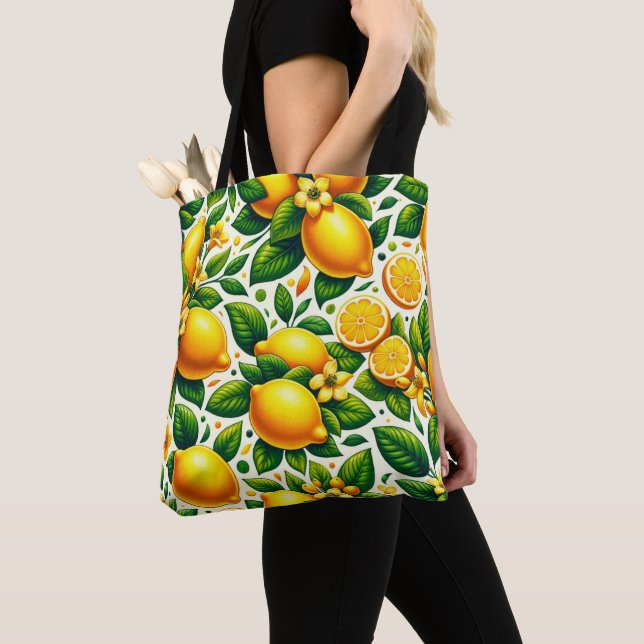 Bolsa Tote Zesty Lemon Whirl: Uma Sinfonia de Citros (Close Up)