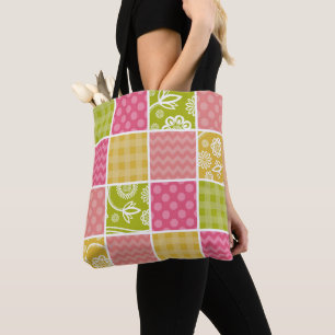 Bolsa Tote Zigzag, Chevron, Bolinhas, Gingham, Patchwork